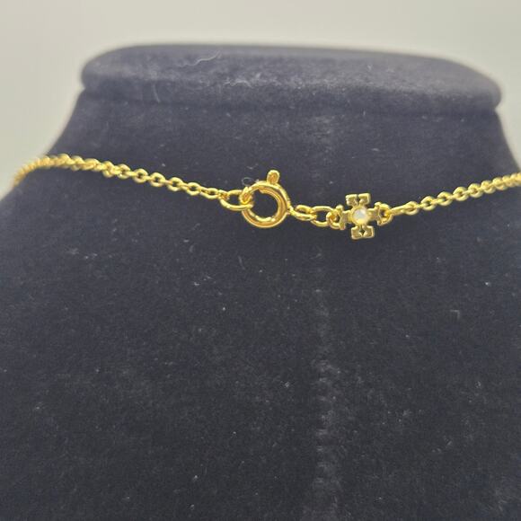NEW Tory Burch Kira Logo Gold Necklace Classic Simple Preppy Everyday Gift Work - Picture 4 of 4